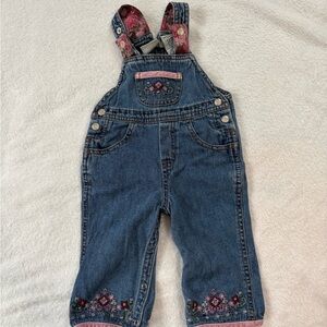 Faded Glory Denim Overalls with Pink Accents
